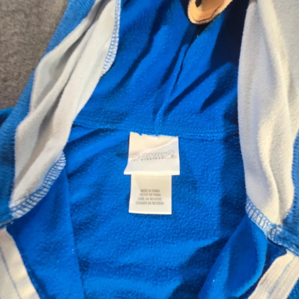 Sonic the Hedgehog 2 Boys Blue Fleece‎ One Piece Pajama Union Suit Size M 8
